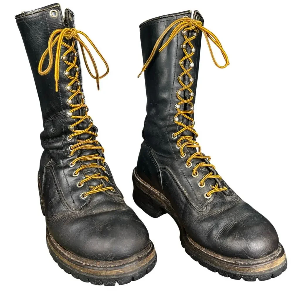 Vintage Red Wing Men’s Black Leather Logger Boots Size US 9 E
